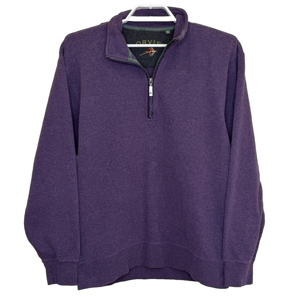 Orvis Other - Orvis 1/4 Zip Pullover Sweater Mens Size Medium Purple Long Sleeve Collar Cotton